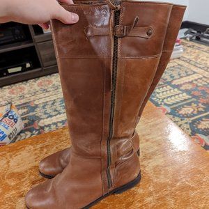 Brown Leather Wide Calf knee high boots sz 12W